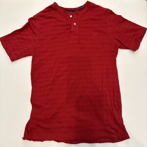 Ocean Pacific - OP Red 1/4 Button-up Top Worn Edge Look - Size Large